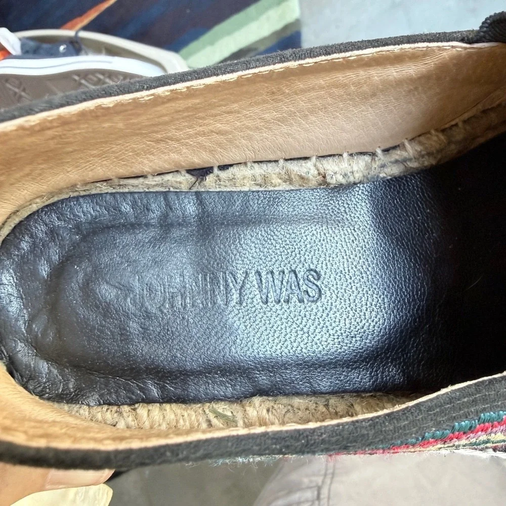Johnny Was‎ Embroidered Espadrille Slip On Shoes Womens 39 Black Floral